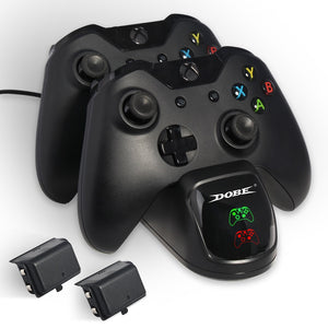 Controller Charger For Xbox One / Xbox One S / Xbox One X Dual Gamepad Charging Station Dock with 2 Rechargeable Battery Pack